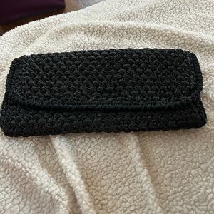 Macy's Black Woven Flap Clutch vintage 1960’s